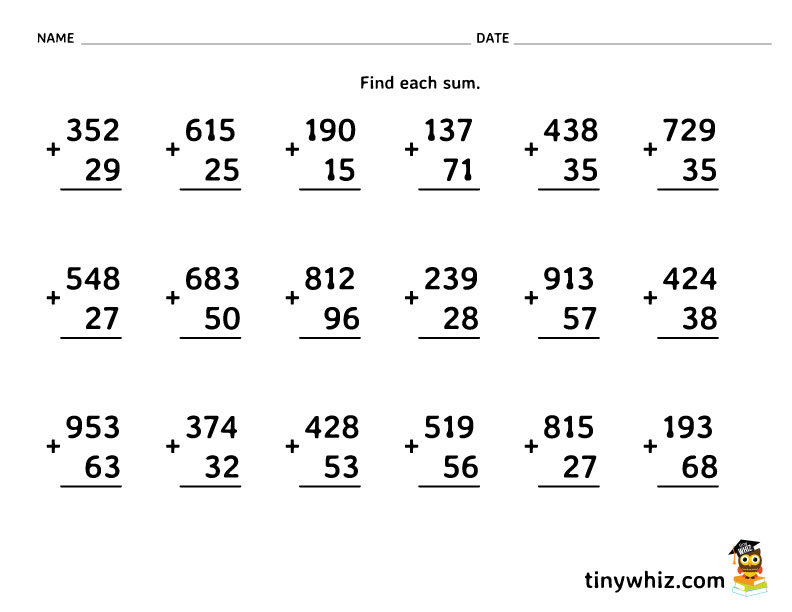 Printable Math Worksheets Addition And Subtraction With Regrouping