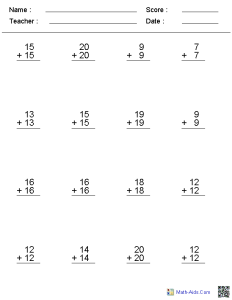 Near Doubles Addition Worksheet doubles math facts worksheets 1st