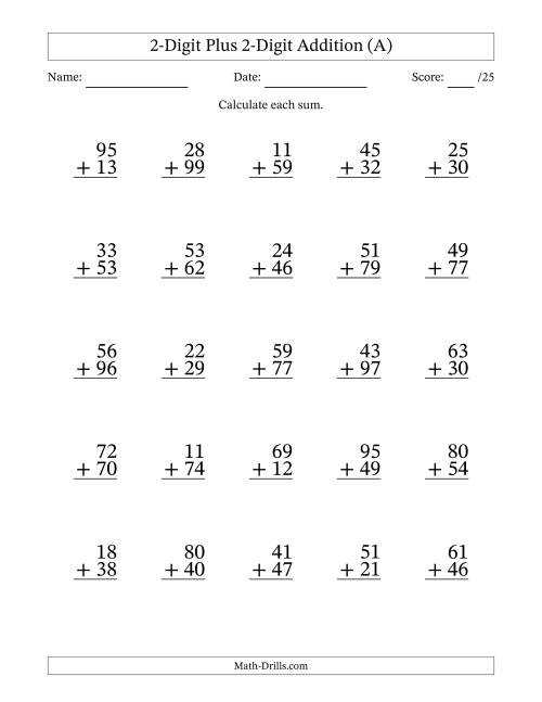 Two Digit Addition With Regrouping Free Worksheets