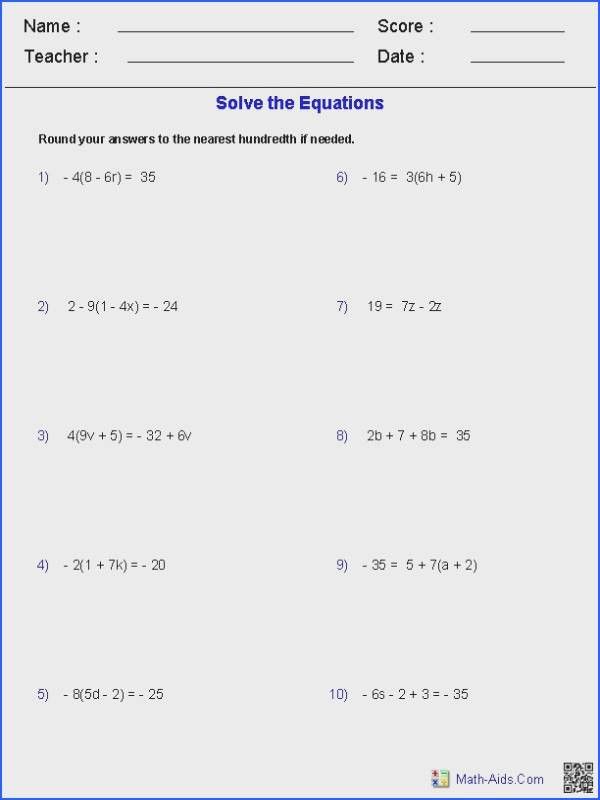 Absolute Value Equations Worksheet Doc