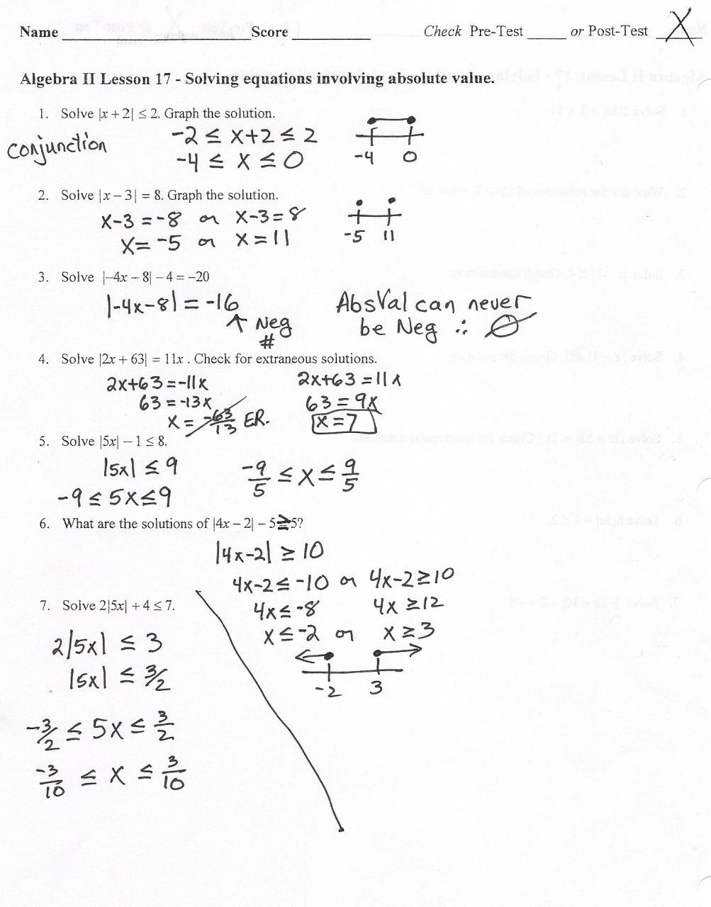 Algebra 2 Worksheets With Answer Key —