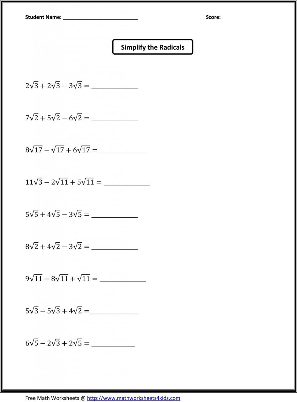Basic Algebra Equations Worksheet