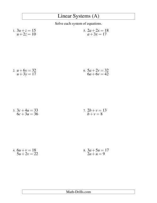 Systems of Linear Equations Two Variables (A)