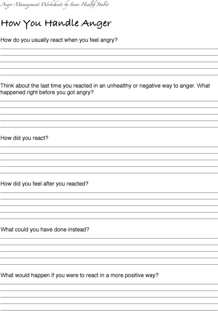Anger Management Worksheet for Teenagers Education Template