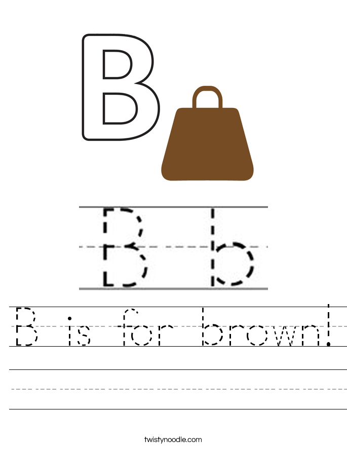 B is for brown Worksheet Twisty Noodle