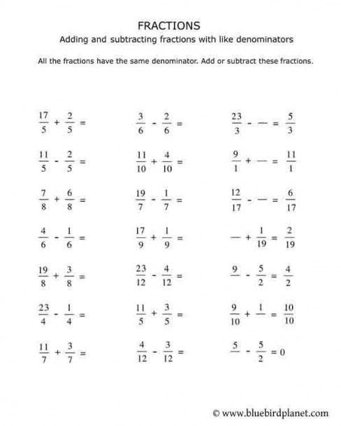 Mixed Fractions Worksheets Grade 5 Pdf