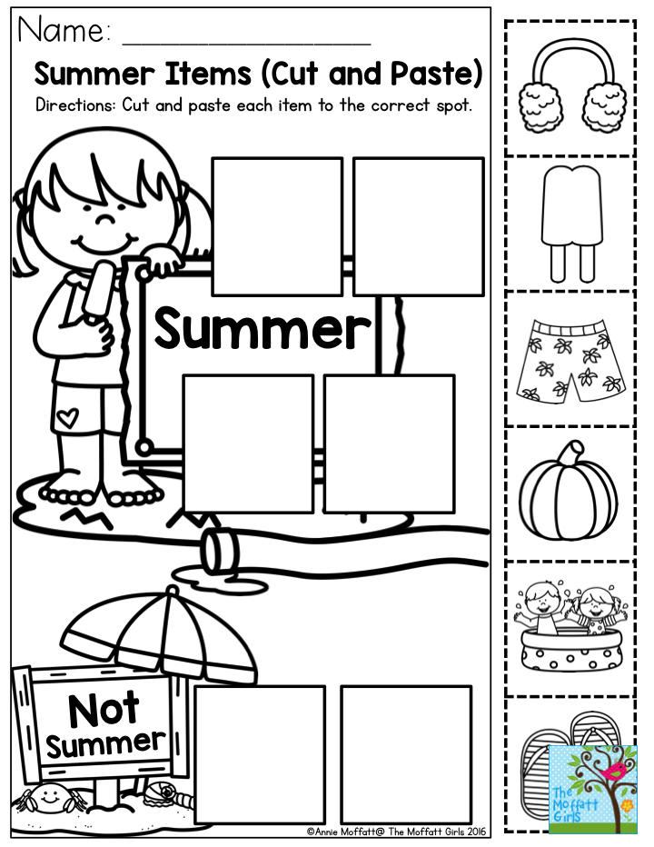 Color Cut And Paste Worksheets For Kindergarten Pdf