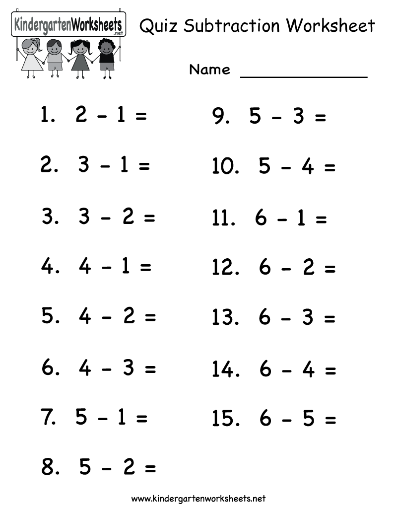 Kindergarten Worksheets Math Subtraction