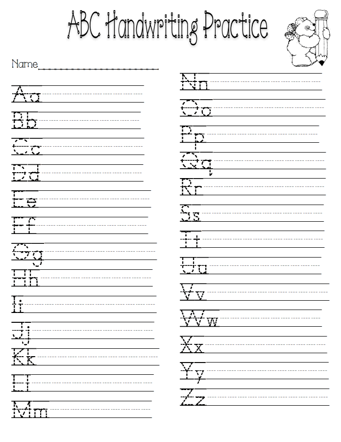 Handwriting Practice Sheets For Kids