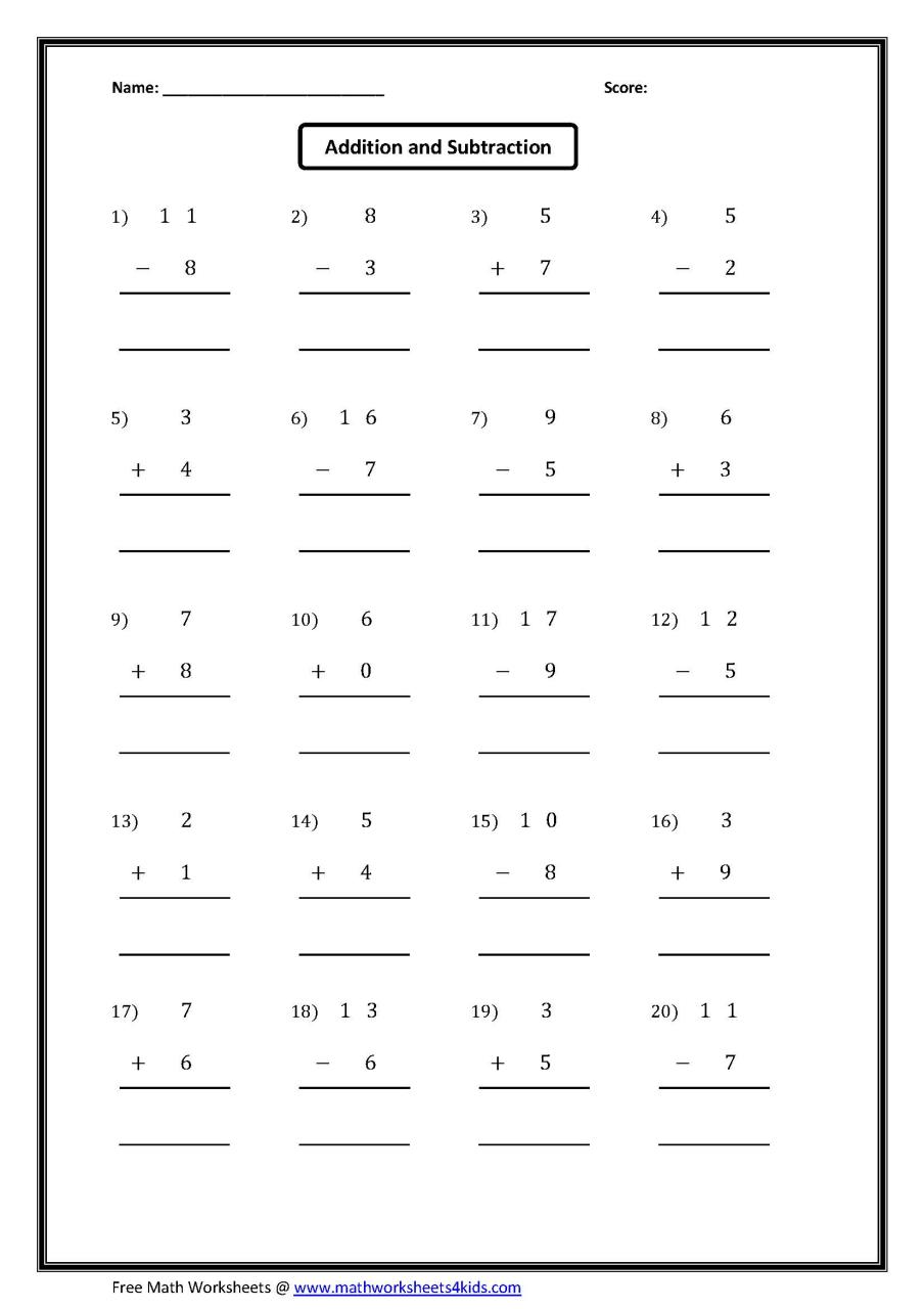 Addition And Subtraction Worksheets Pdf Grade 6
