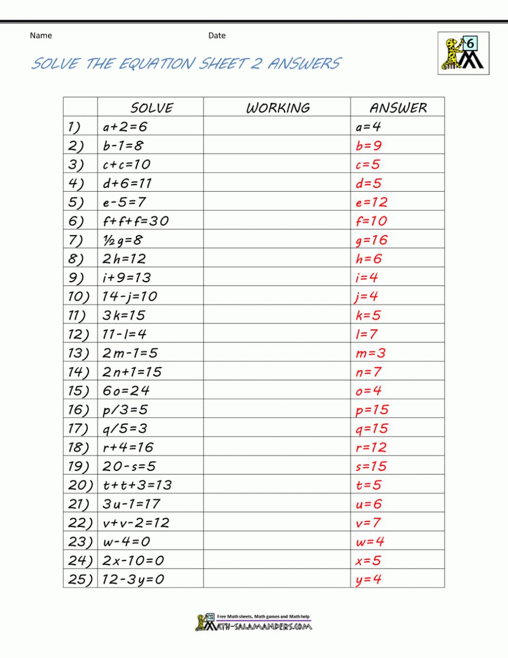 9Th Grade Algebra Worksheets Free Printable Free Printable A to Z