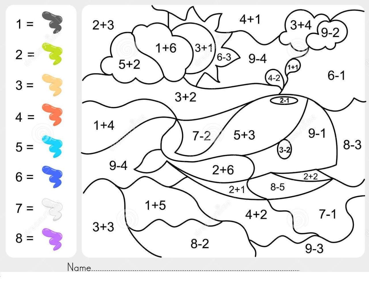 Coloring Subtraction Worksheets For Kindergarten
