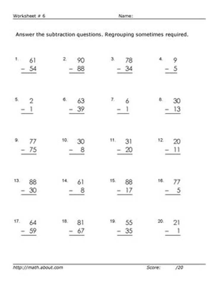 Simple Subtraction Worksheets With Pictures