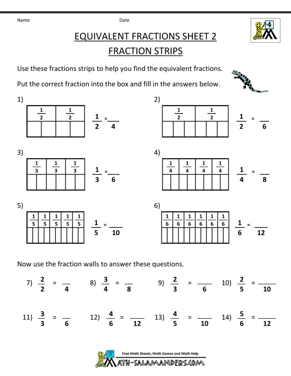 Fraction Worksheets 4Th Grade