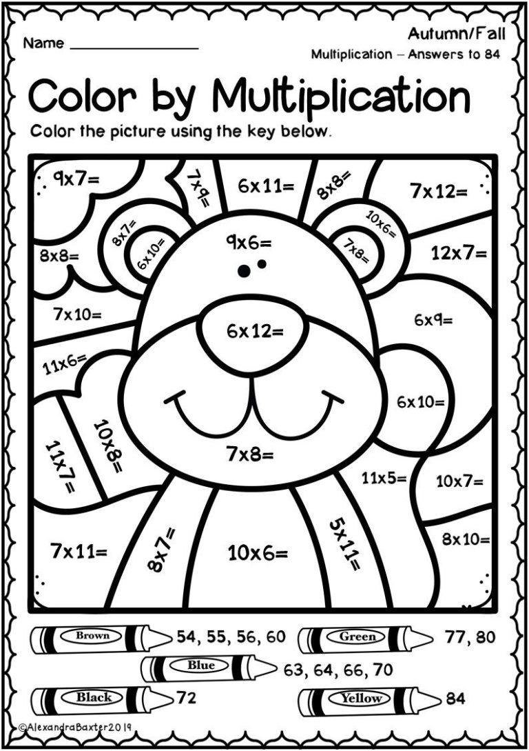 Color By Code Multiplication Worksheets