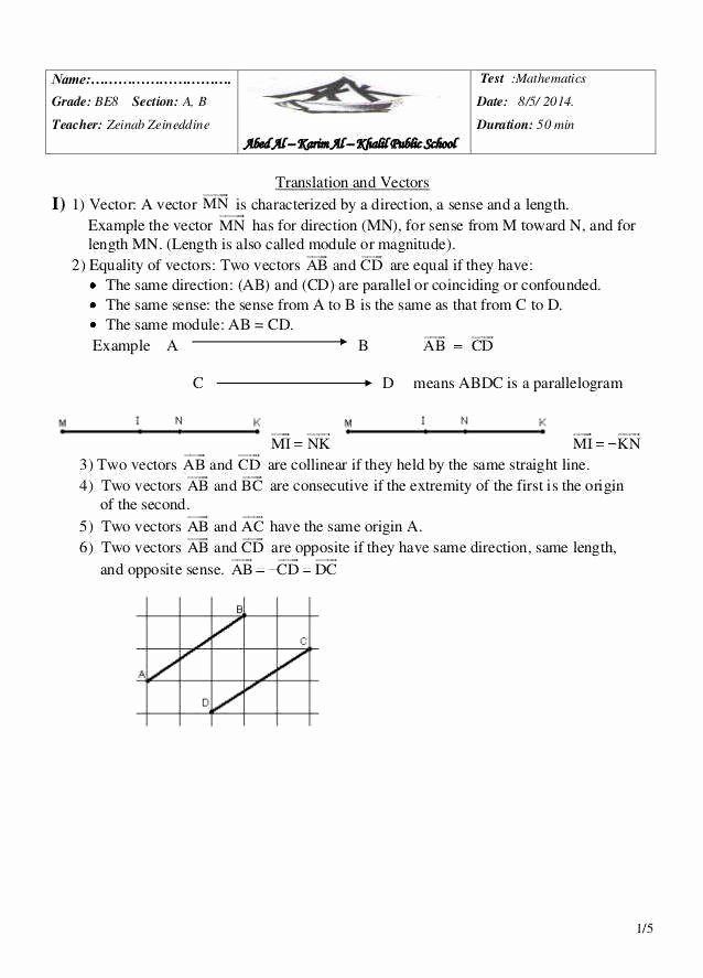 Vector Addition Worksheet 1