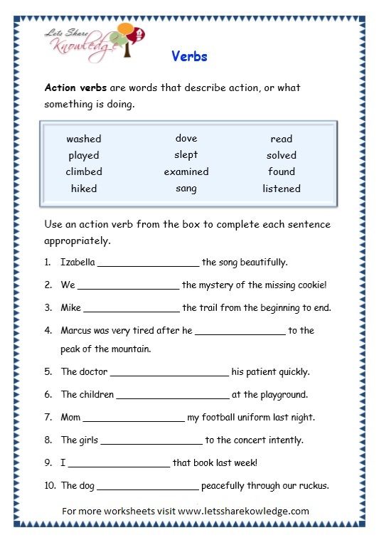 English Worksheets For Grade 3 Grammar