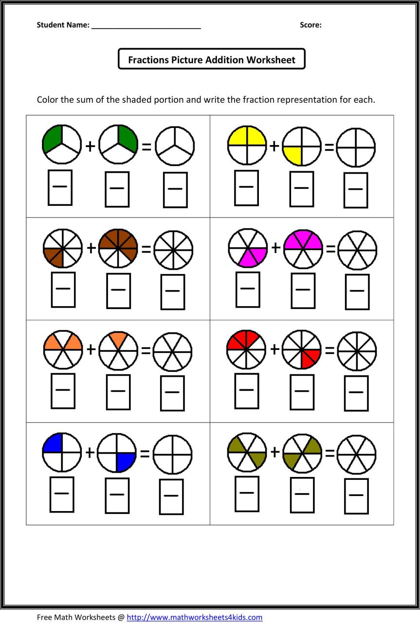 Addition And Subtraction Of Fractions Worksheets Grade 4