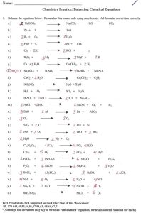 Balancing chemical equations worksheet pdf