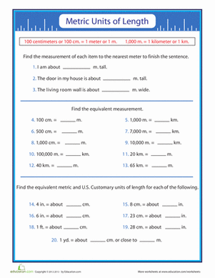 Measurement Conversion Worksheets Grade 3