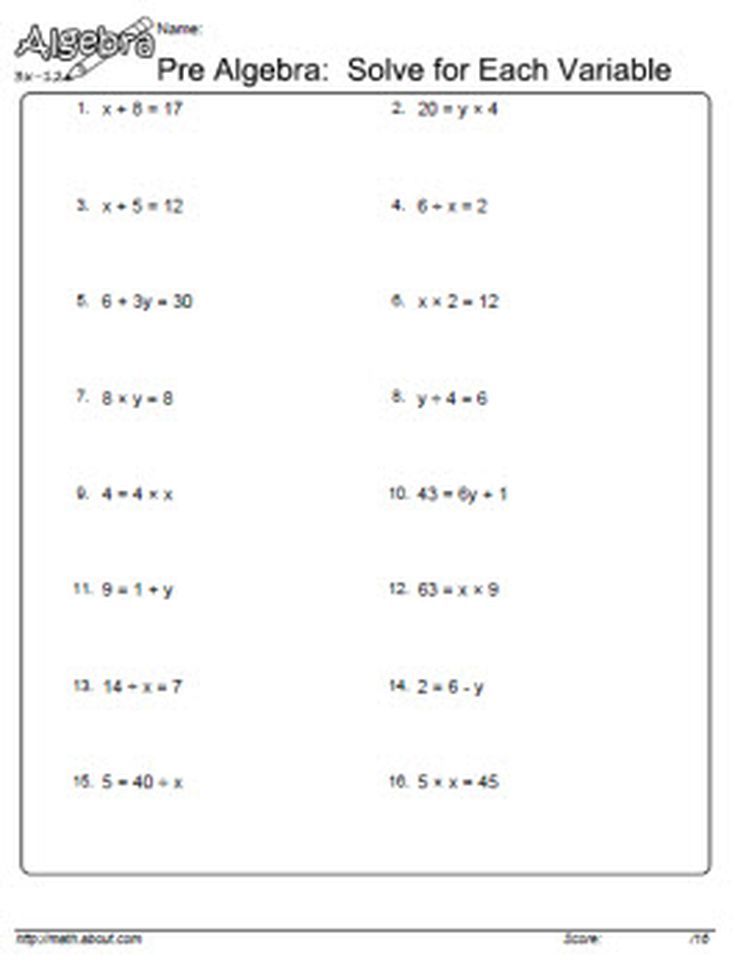 Worksheets Algebra worksheets, Pre algebra worksheets, Algebra equations
