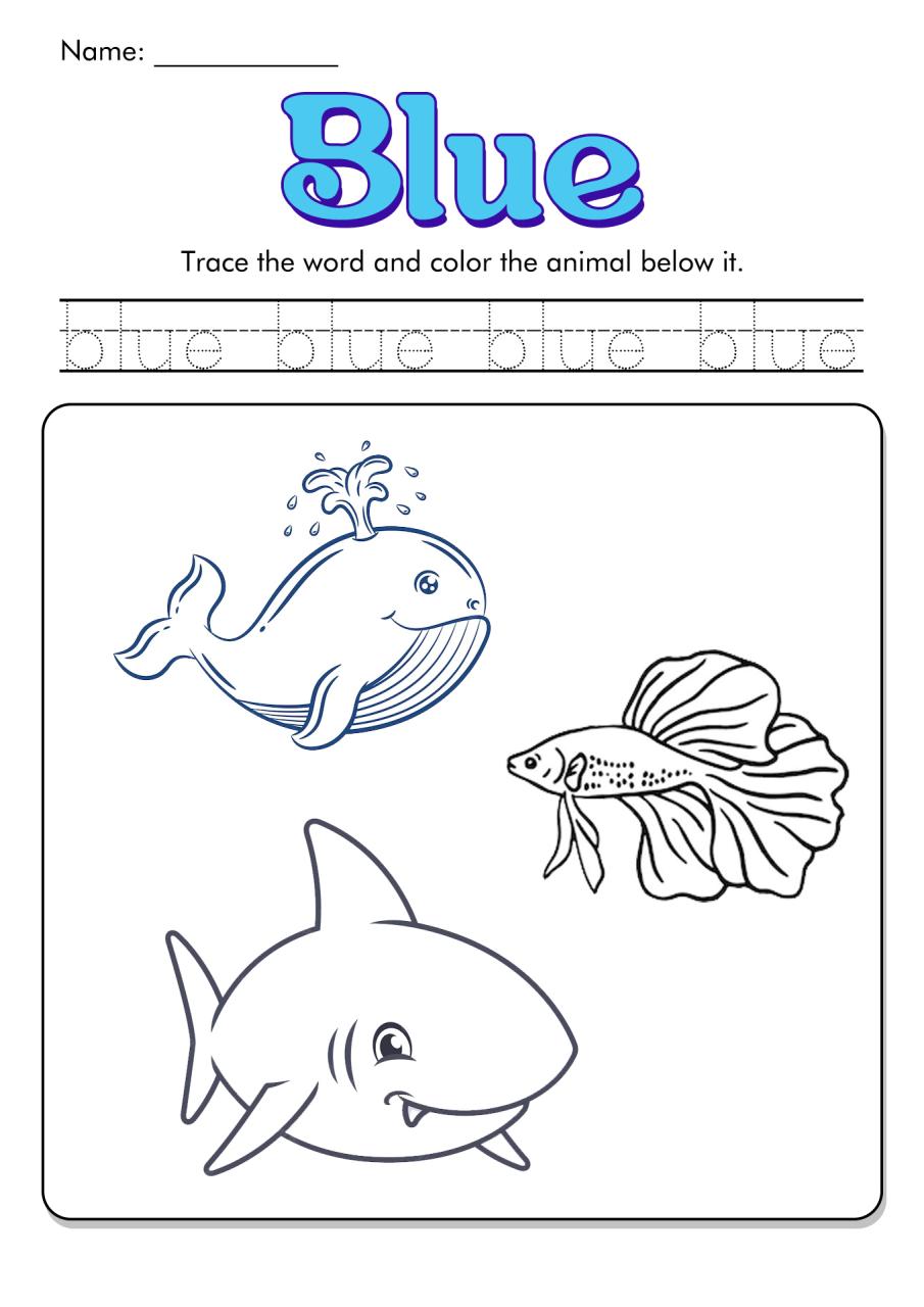 Color Blue Worksheet For Toddlers
