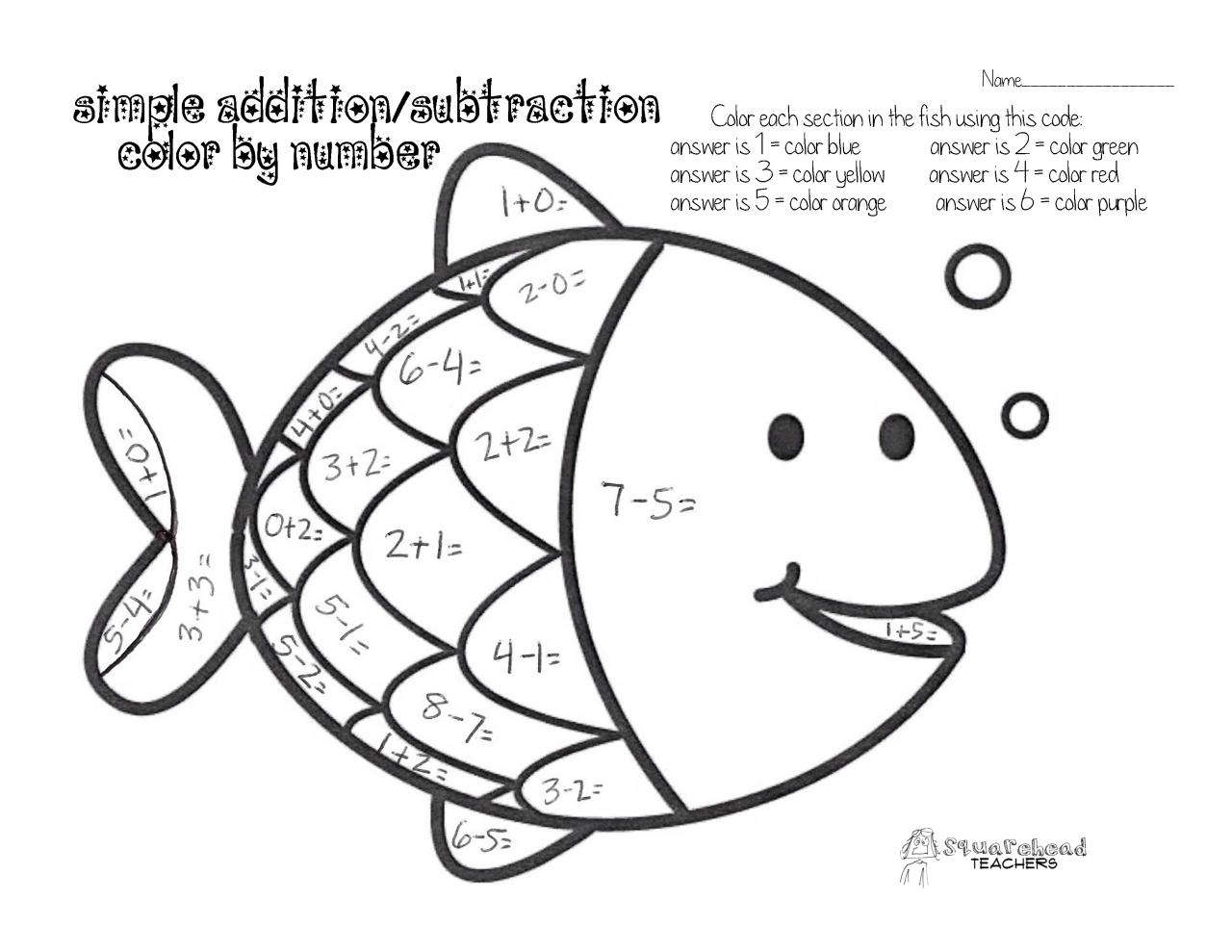 Subtraction Worksheets Colouring