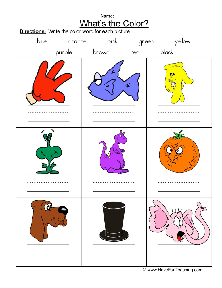 Colors Worksheets Exercises