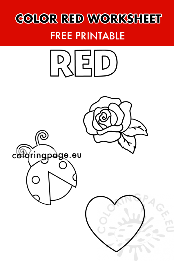 Printable Color Red Worksheet Coloring Page