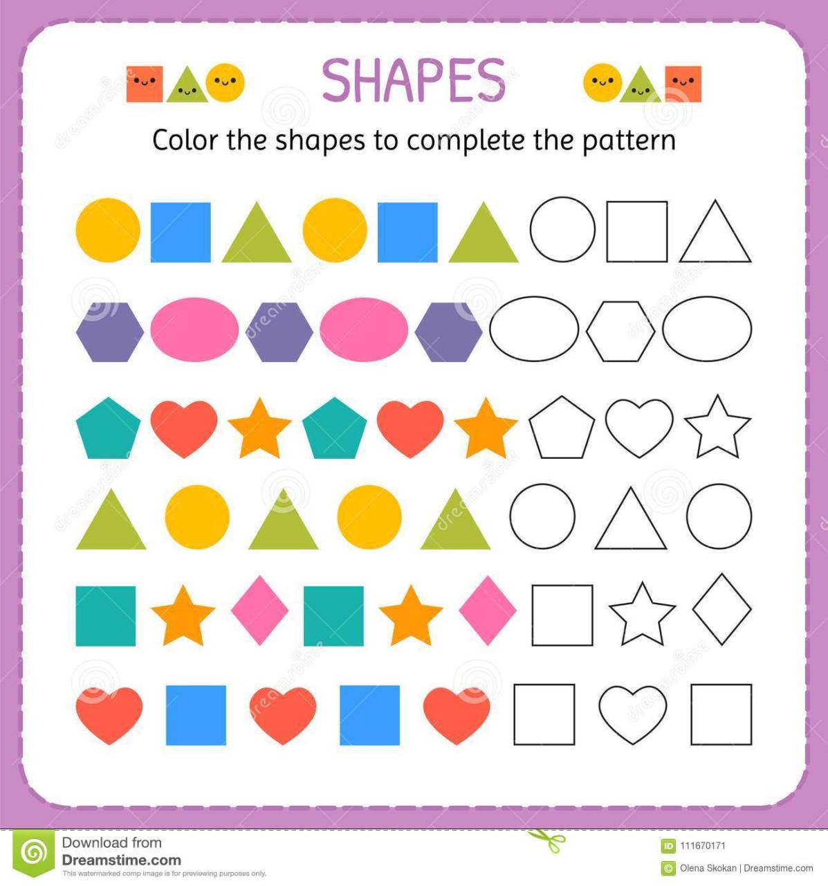 Colour Pattern Worksheet For Kindergarten