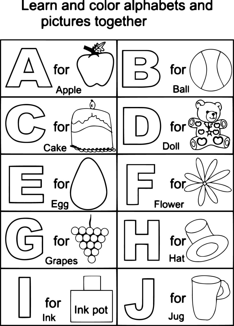 Coloring Worksheets For Kindergarten Free Pdf