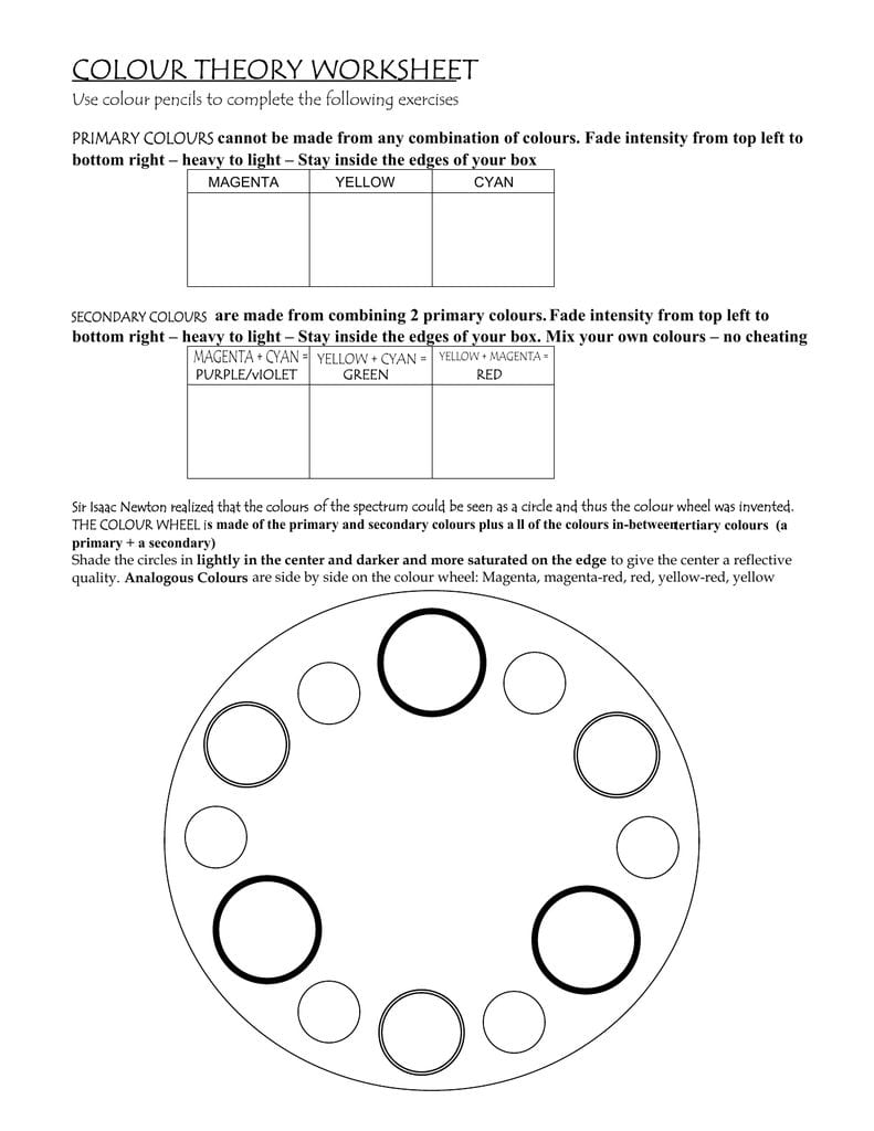 Color Worksheet Answers