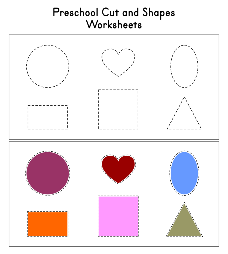 Cut And Paste Color Matching Worksheets