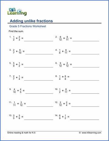 6th Grade Fractions Worksheets Grade 5 Pdf