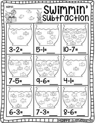 Subtraction Worksheets For Kindergarten Pinterest