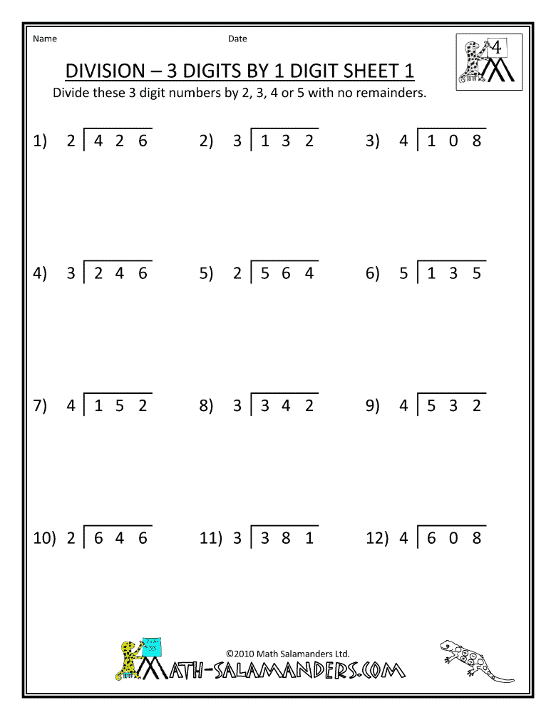 4th Grade Math Long Division Worksheets