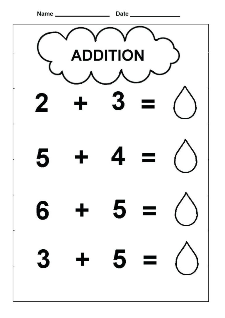 Simple Addition Worksheets For Nursery
