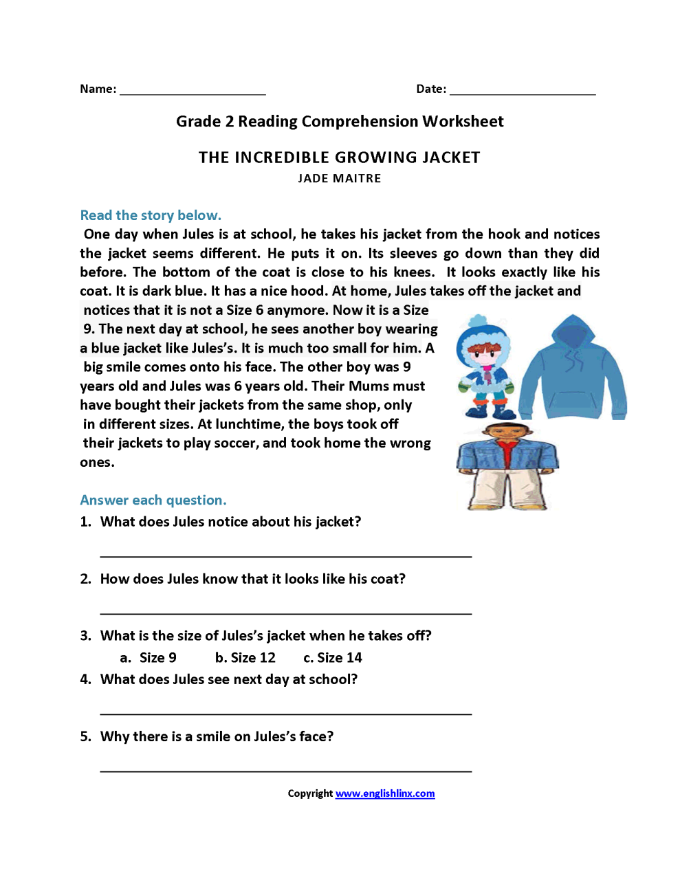 Reading Comprehension Worksheets For 2nd Grade Free