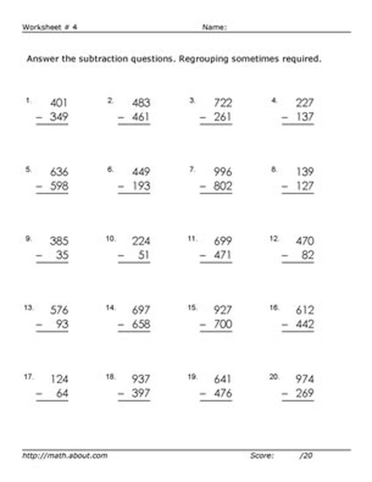 Math Worksheets For 3rd Grade Addition And Subtraction