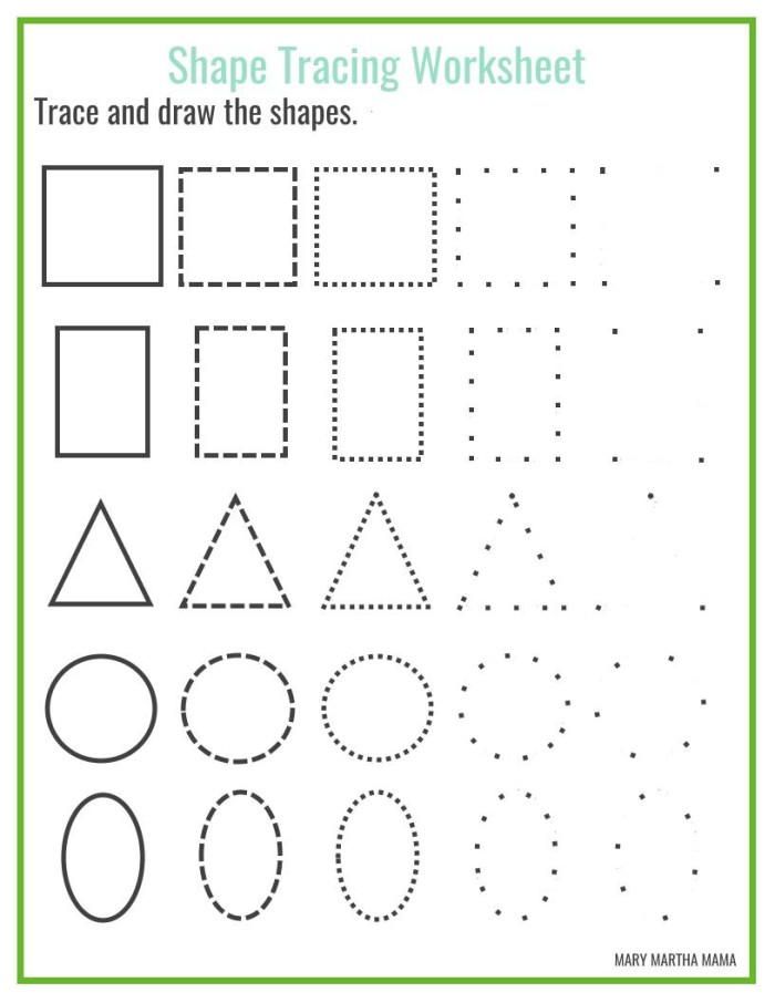 Tracing Preschool Worksheets Shapes