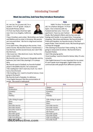 Self Introduction English Worksheets For Beginners Adults