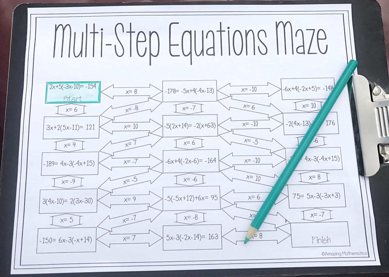 Solving Two Step Equations Worksheet Maze Answer Key