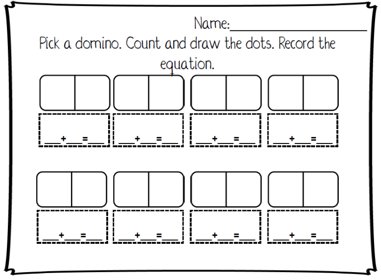 Blank Domino Addition Worksheet