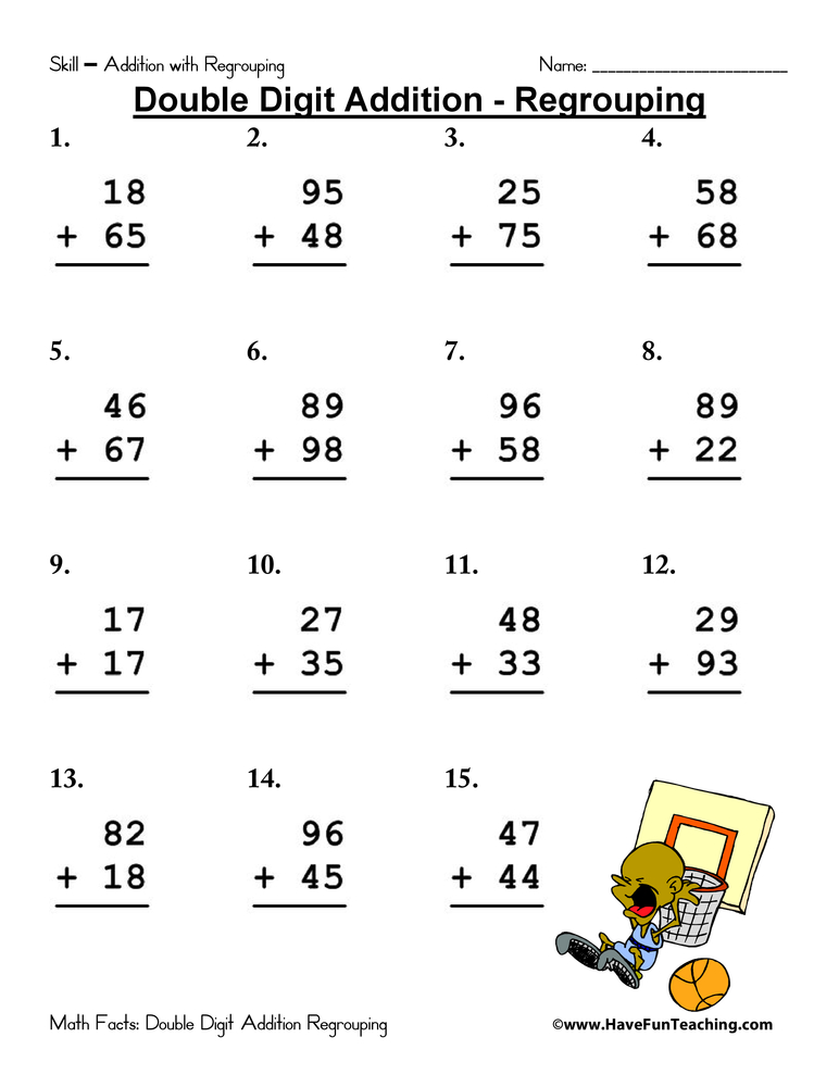 Double Digit Addition With Regrouping Worksheet Pack • Have Fun Teaching