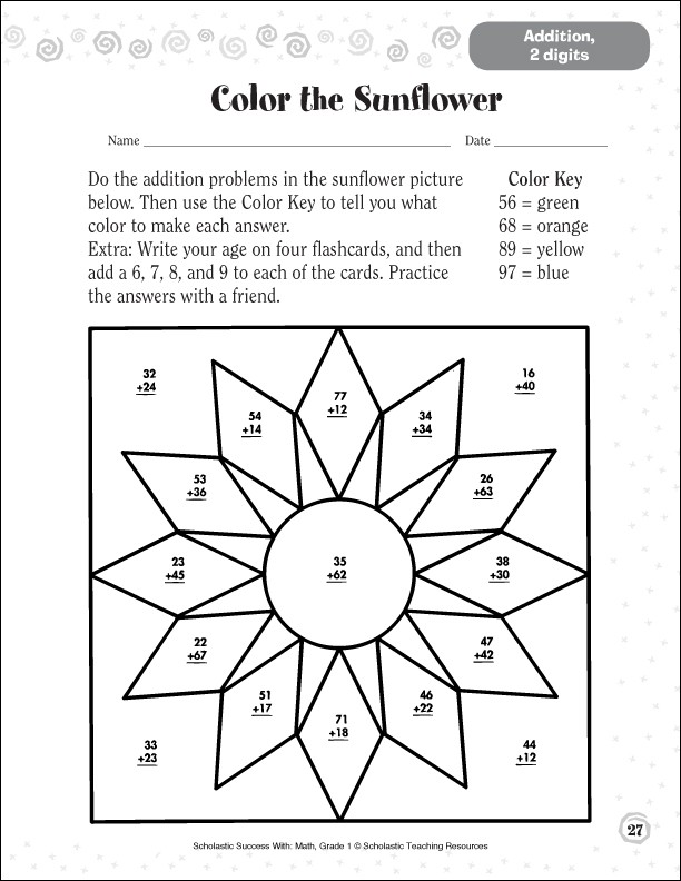 Two Digit Addition Math Coloring Worksheets