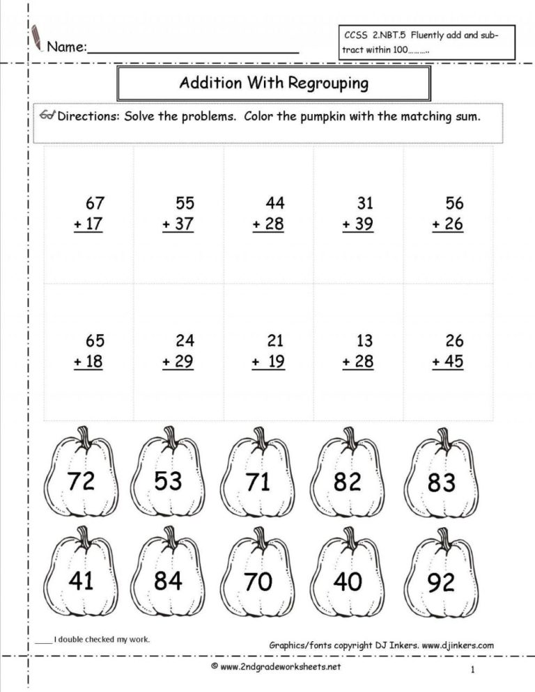 Double Digit Addition Without Regrouping Worksheets Pdf