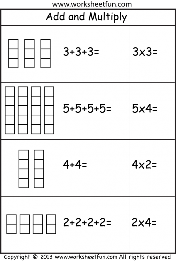 Pin by 지니 on Printable Worksheets Repeated addition worksheets