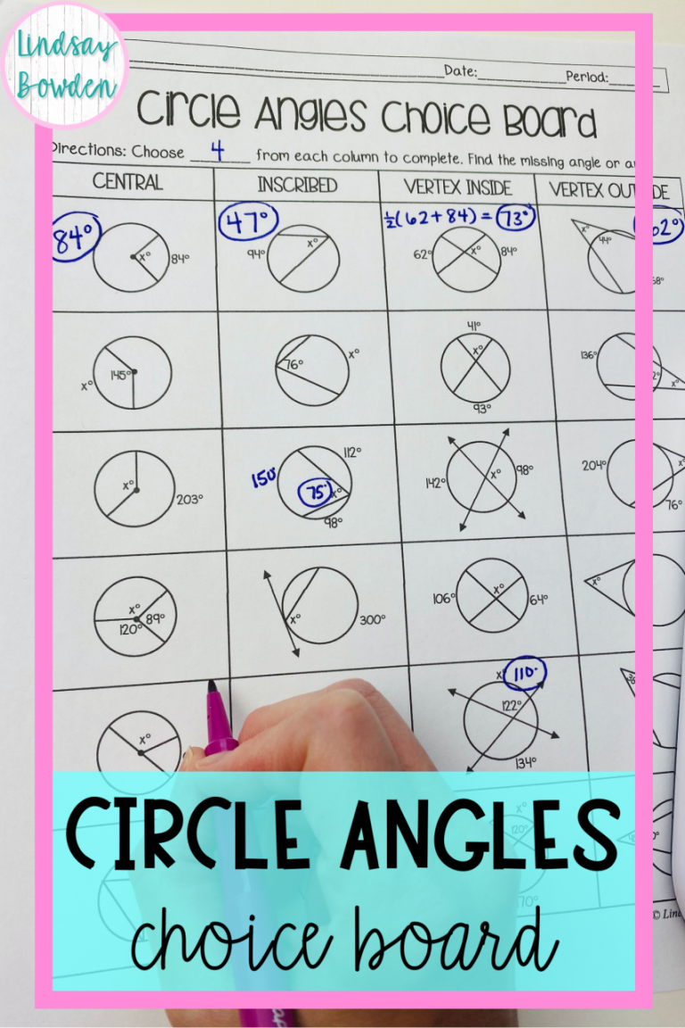 Arcs Central Angles And Inscribed Angles Answer Key