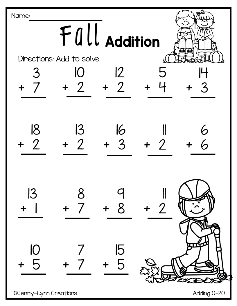 Addition Facts Worksheets For Kindergarten