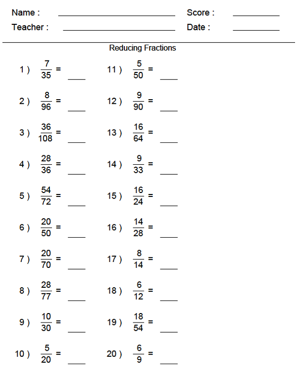 Sixth Grade Fractions Worksheets Grade 6